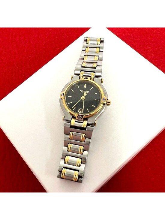 Gucci Log Stainless Steel Quartz Watch Wristwatch Silver Gold main image 8